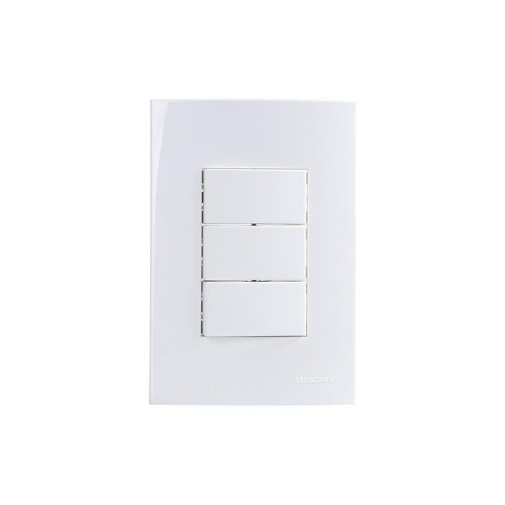 Interruptor Paralelo Triplo Margirius Sleek 10a Com Placa 4x2 Branco - 1