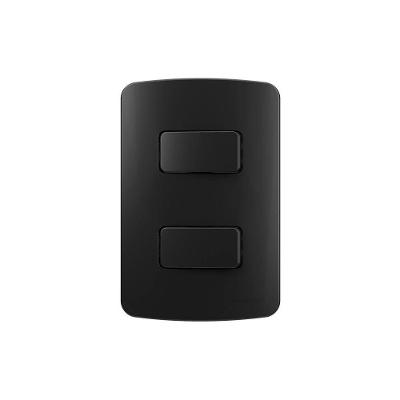 Interruptor Simples Duplo Margirius B3 Colors 10a Com Placa 4x2 Preto Ebony