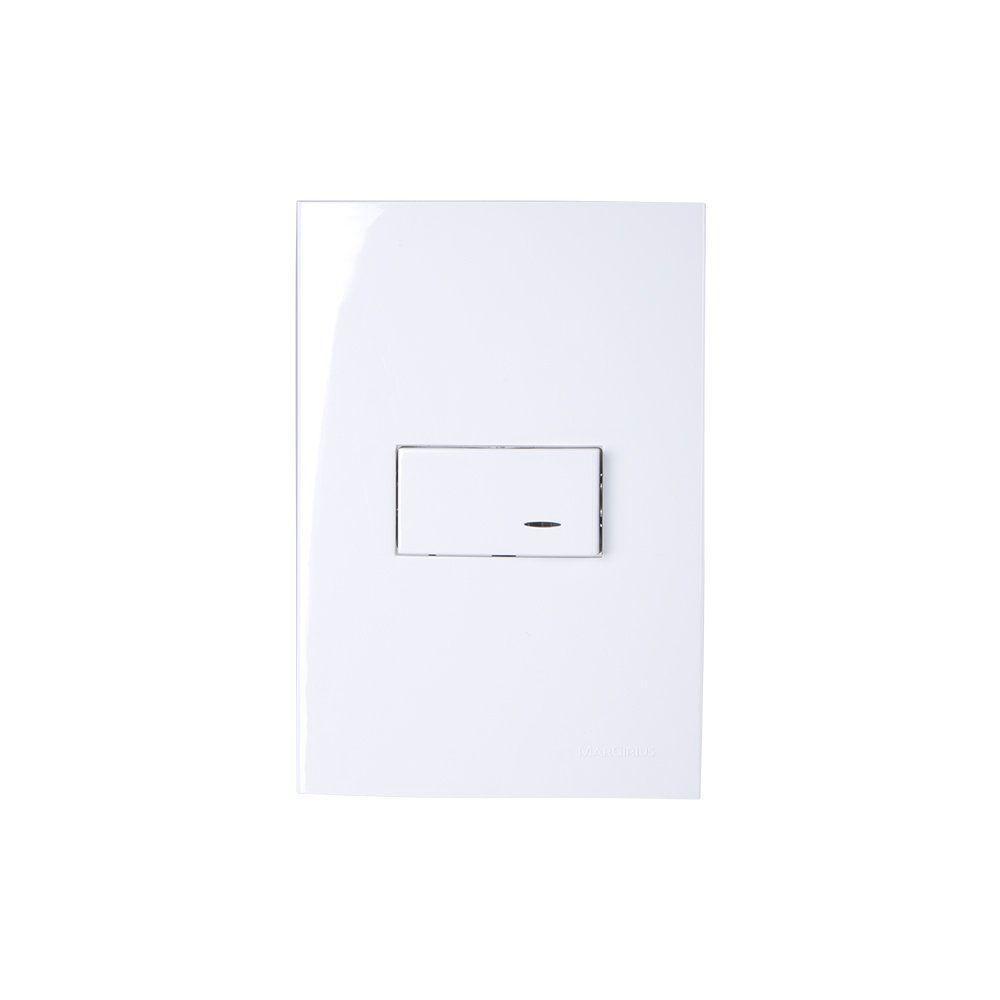 Interruptor Simples Com Luz Margirius Sleek 10a Com Placa 4x2 Branco - 1