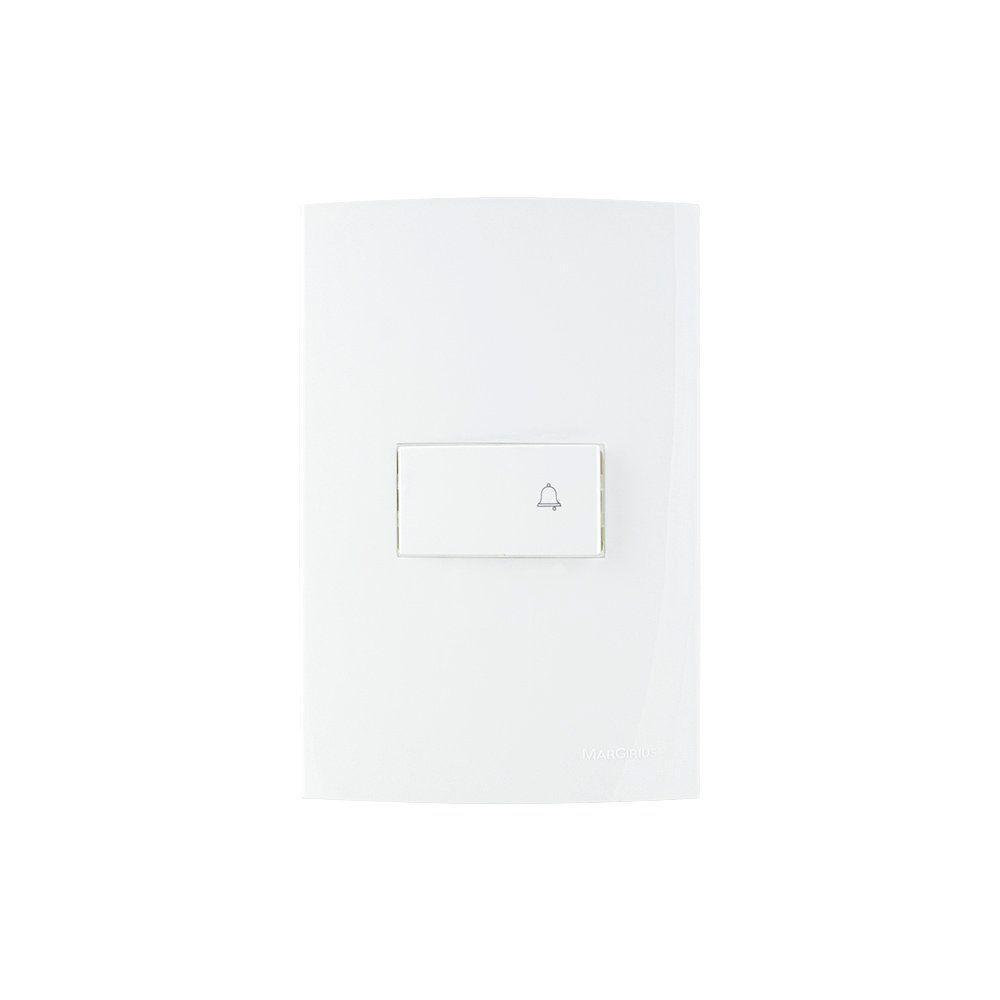 Interruptor Pulsador Para Campainha Margirius Sleek 10a Com Placa 4x2 Branco - 1