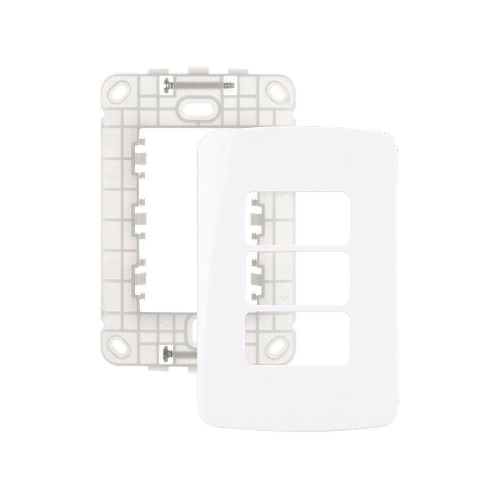 Placa Com Suporte Margirius B3 4x2 Para 3 Módulos Horizontais Branca Branco - 1