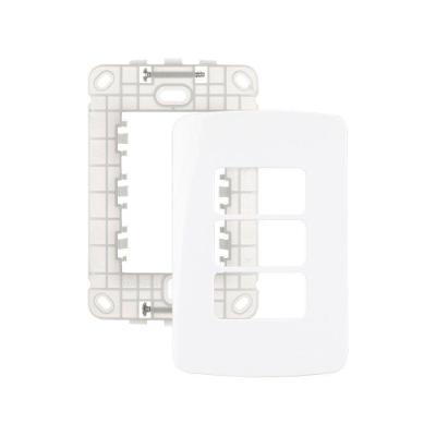 Placa Com Suporte Margirius B3 4x2 Para 3 Módulos Horizontais Branca Branco