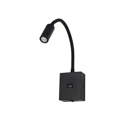 Arandela Nordecor Aine Usb Led Com Interruptor Bivolt Preto 3000k