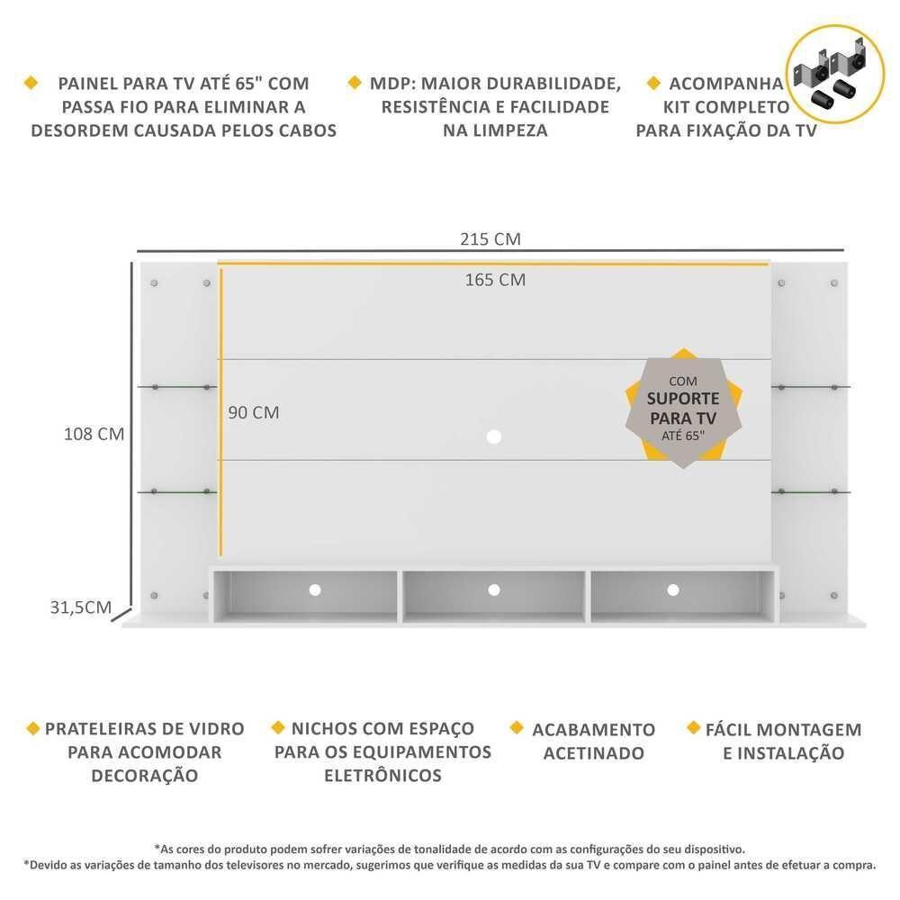 Painel Com Suporte Para Tv Até 65´´ Nairóbi Plus Fg3356 Branco - 4
