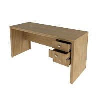 Mesa Para Escritório 155cm Com 3 Gavetas Reversível Amêndoa - 3