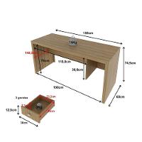 Mesa Para Escritório 155cm Com 3 Gavetas Reversível Amêndoa - 7
