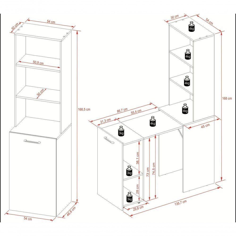 Armário Retrátil Com Bancada Branco - 9