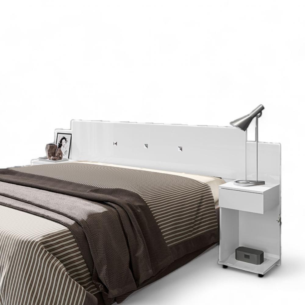 Cabeceira Box Ajustável Com Mesa De Cabeceira Bruna Branca - 2