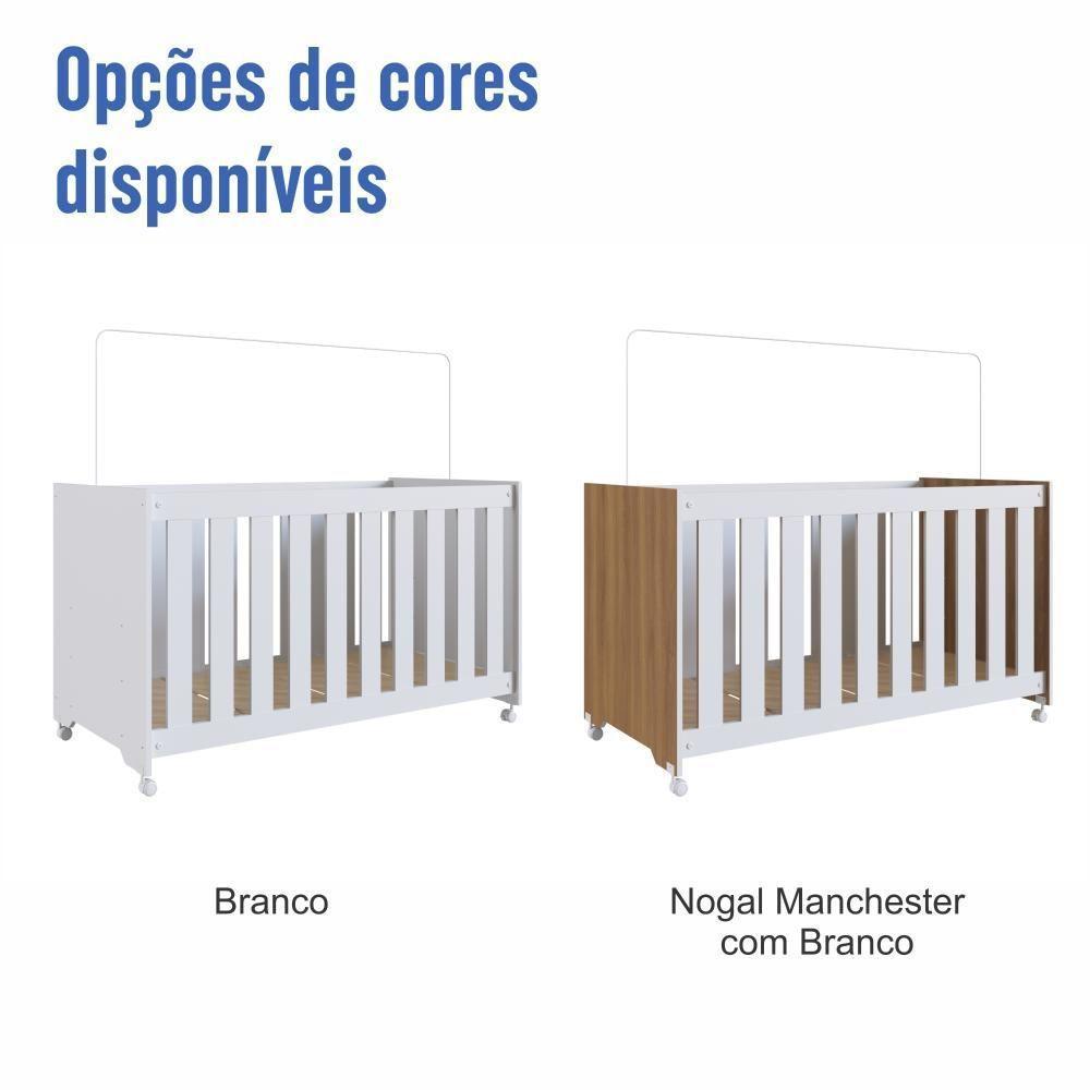 Berço Infantil Simples Com Rodas, Colchão, Regulagem De Altura E Grade Mdf 133cm Branco - 7