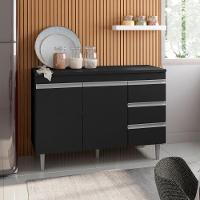 Balcao De Cozinha Virginia 2pt 1,20m Preto Fosco - 1