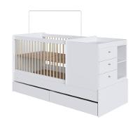 Berço Infantil Multifuncional Menino Menina 194cm Com Cômoda, Trocador E Gavetões Com Rodas Branco