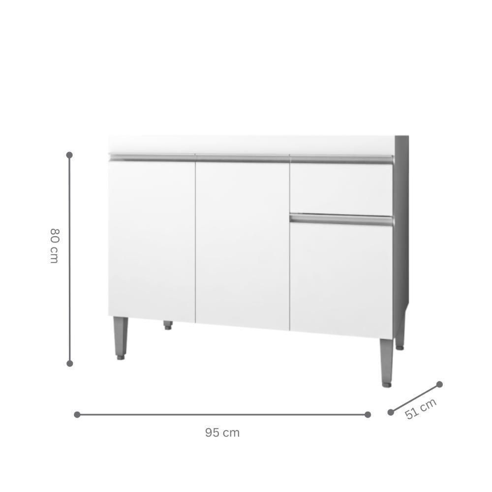Balcão Para Cozinha 2 Portas Forks Branco - 2