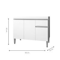 Balcão Para Cozinha 2 Portas Forks Branco - 2