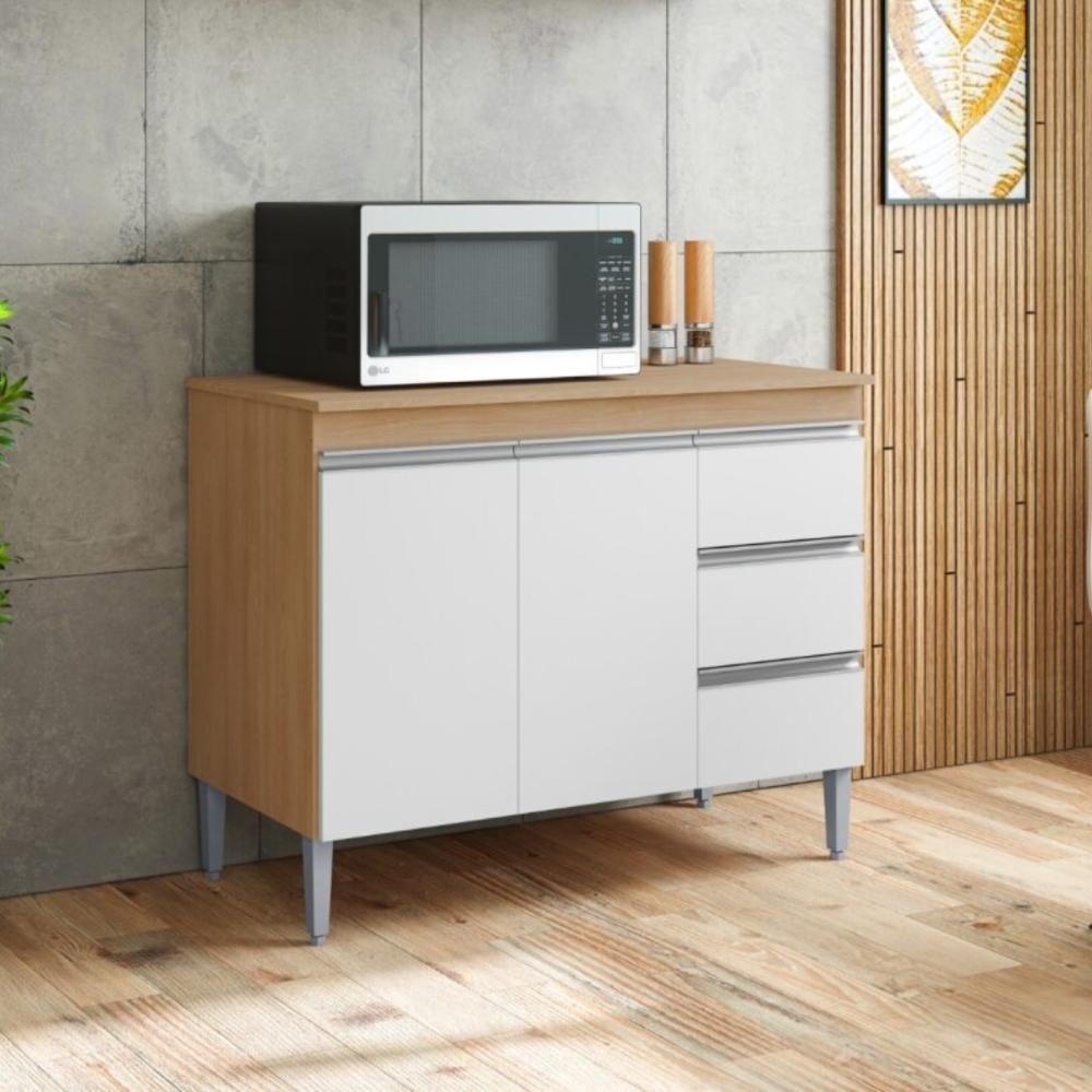 Balcao De Cozinha Virginia 2pt 1m Amendoa Branco - 1