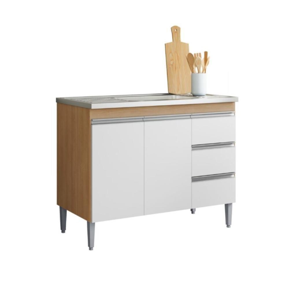 Balcao De Cozinha Virginia 2pt 1m Amendoa Branco - 3