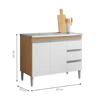 Balcao De Cozinha Virginia 2pt 1m Amendoa Branco - 2