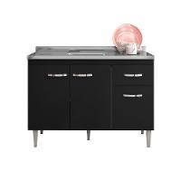 Balcão Para Cozinha 2 Portas 1,20m Derby Branco Preto Flex - 3