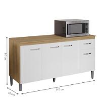 Balcão Para Cozinha 3 Portas 1,50m Derby Amendoa Branco - 2