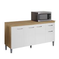 Balcão Para Cozinha 3 Portas 1,50m Derby Amendoa Branco - 3