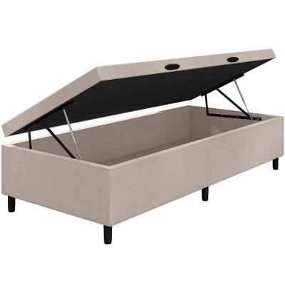 Cama Box Baú Solteiro Sintético Bege 88x188