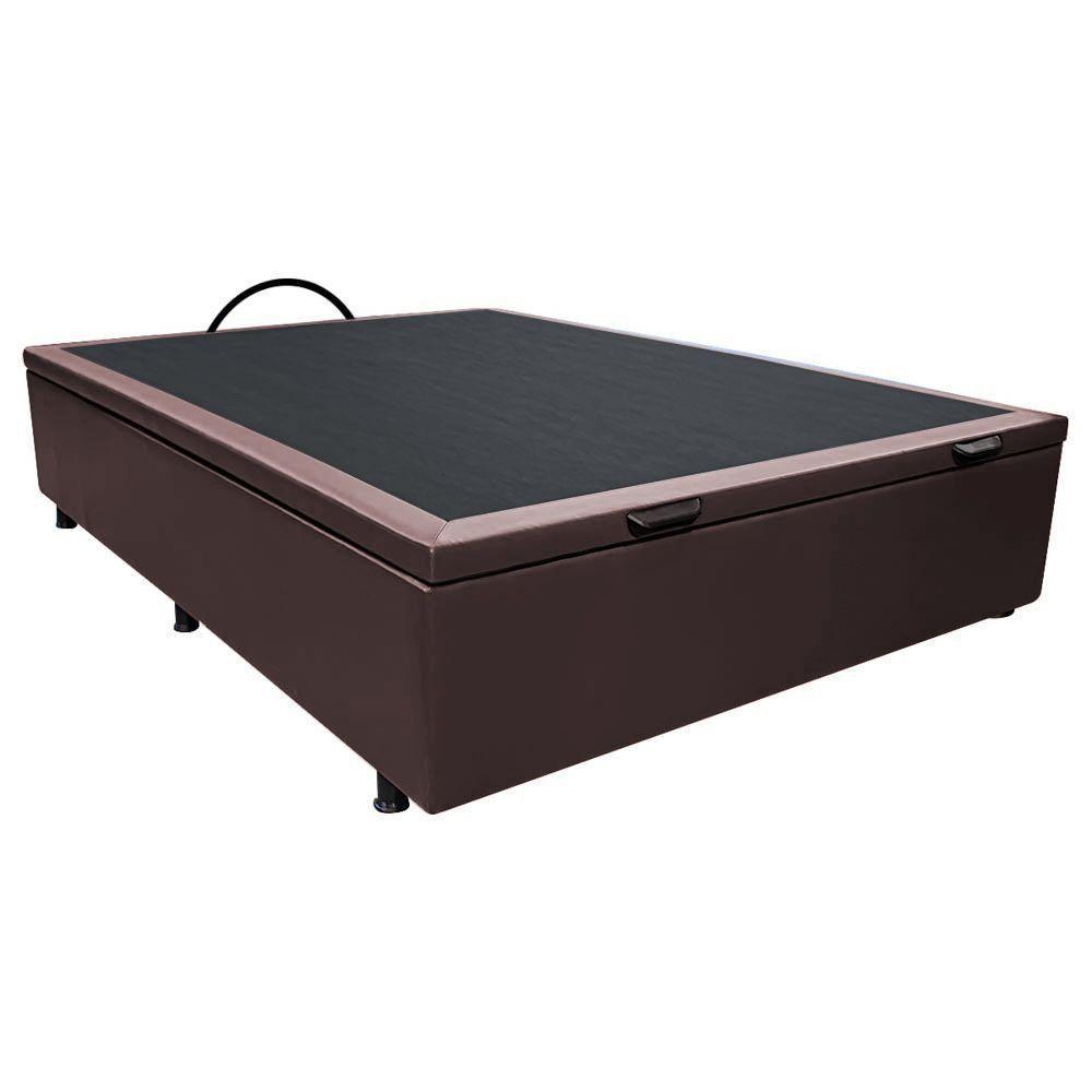 Cama Box Baú Casal Sintético Marrom 42x138x188 - 2