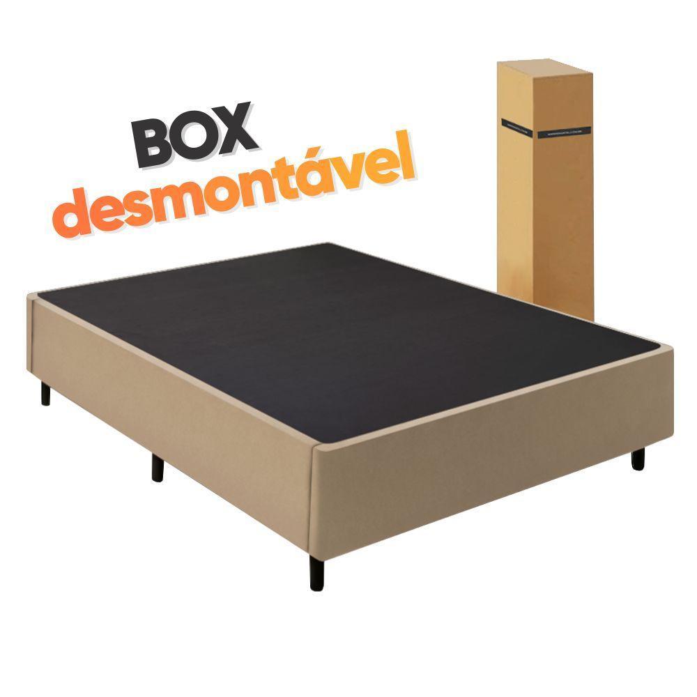 Cama Box Baú King Gazin Colchão Com Molas Ensacadas 193x203x78cm Tower Branco / Bege - 2