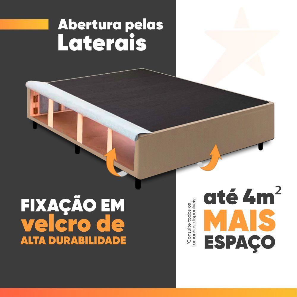 Cama Box Baú King Gazin Colchão Com Molas Ensacadas 193x203x78cm Tower Branco / Bege - 3