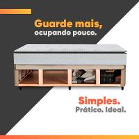 Cama Box Baú King Gazin Colchão Com Molas Ensacadas 193x203x78cm Tower Branco / Bege - 5