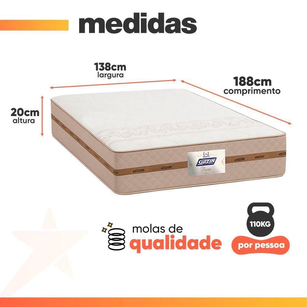 Cama Box Baú Casal Gazin Colchão Com Molas 138x188x64cm Flora Bege - 4