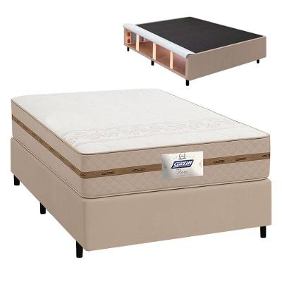 Cama Box Baú Casal Gazin Colchão Com Molas 138x188x64cm Flora Bege