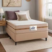 Cama Box Baú Casal Gazin Colchão Com Molas 138x188x64cm Flora Bege - 10