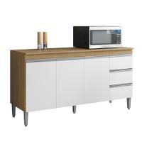 Balcao De Cozinha Virginia 3pt 1,60m Amendoa Branco - 3