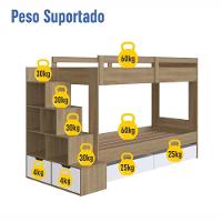 Cama Beliche Infantil Bicama Menino Menina 2,32m Com Escada, Nichos E Gavetas Com Rodas Aveiro Com Branco - 5