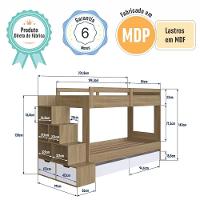 Cama Beliche Infantil Bicama Menino Menina 2,32m Com Escada, Nichos E Gavetas Com Rodas Aveiro Com Branco - 7