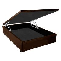 Cama Box Baú Casal Marrom Sintético 42x138x188 - 1