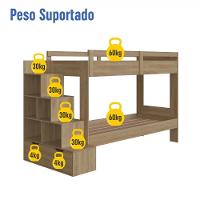 Cama Beliche Infantil Bicama Menino Menina 2,32m Com Escada, Nichos E Gavetas Aveiro Oak - 6