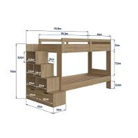 Cama Beliche Infantil Bicama Menino Menina 2,32m Com Escada, Nichos E Gavetas Aveiro Oak - 7