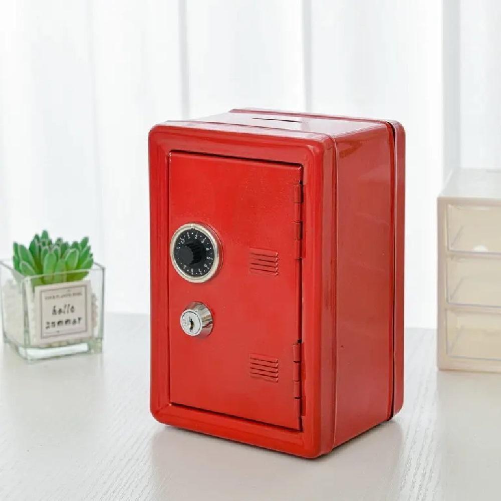 Cofre Metal Portatil Trava Secreta Moedas Documentos Itens Pessoais Infantil Adulto Cofrinho Vermelho - 6
