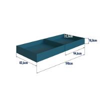 Cama Infantil Montessoriana Casinha Solteiro Menino Menina Com Proteção Lateral E Gavetas Com Rodas Aveiro Com Azul - 7