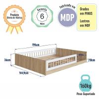 Cama Casal De Chão Infantil Montessoriana Menino Menina 194cm Com Grade De Proteção Aveiro Oak - 7