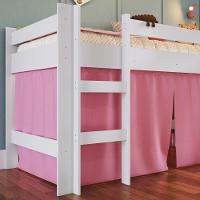 Cama Infantil Elevada Casinha Menino Menina Solteiro 202cm Com Escada E Escorregador Branco Com Rosa - 3