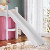 Cama Infantil Elevada Casinha Menino Menina Solteiro 202cm Com Escada E Escorregador Branco Com Rosa