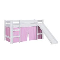 Cama Infantil Elevada Casinha Menino Menina Solteiro 202cm Com Escada E Escorregador Branco Com Rosa - 5