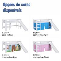 Cama Infantil Elevada Casinha Menino Menina Solteiro 202cm Com Escada E Escorregador Branco Com Rosa - 9