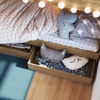 Cama Beliche Infantil Bicama Menino Menina 2,32m Com Escada, Nichos E Gavetas Com Rodas Aveiro Oak - 3