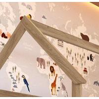 Cama Infantil Montessoriana Casinha Menino Menina Solteiro Com Proteção Lateral Aveiro Oak