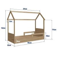 Cama Infantil Montessoriana Casinha Menino Menina Solteiro Com Proteção Lateral Aveiro Oak - 5