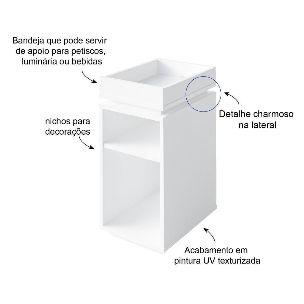 Mesa Lateral 30Cm Com Bandeja Multimóveis Cr45132 Branca Branco - 5
