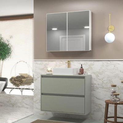 Gabinete Para Banheiro Com Cuba E Armario 80cm Mdf Verde Dubai - On Móveis