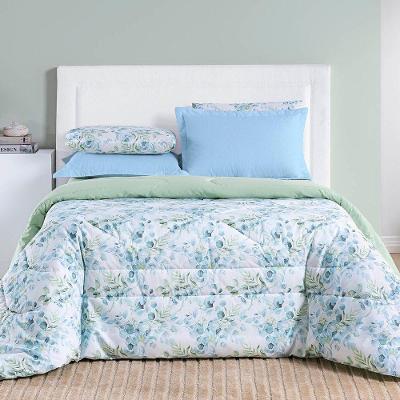 Edredom Cobertor Casa Scarpa Maris Super King Percalle 200 Fios Estampado Floral Forest Verde